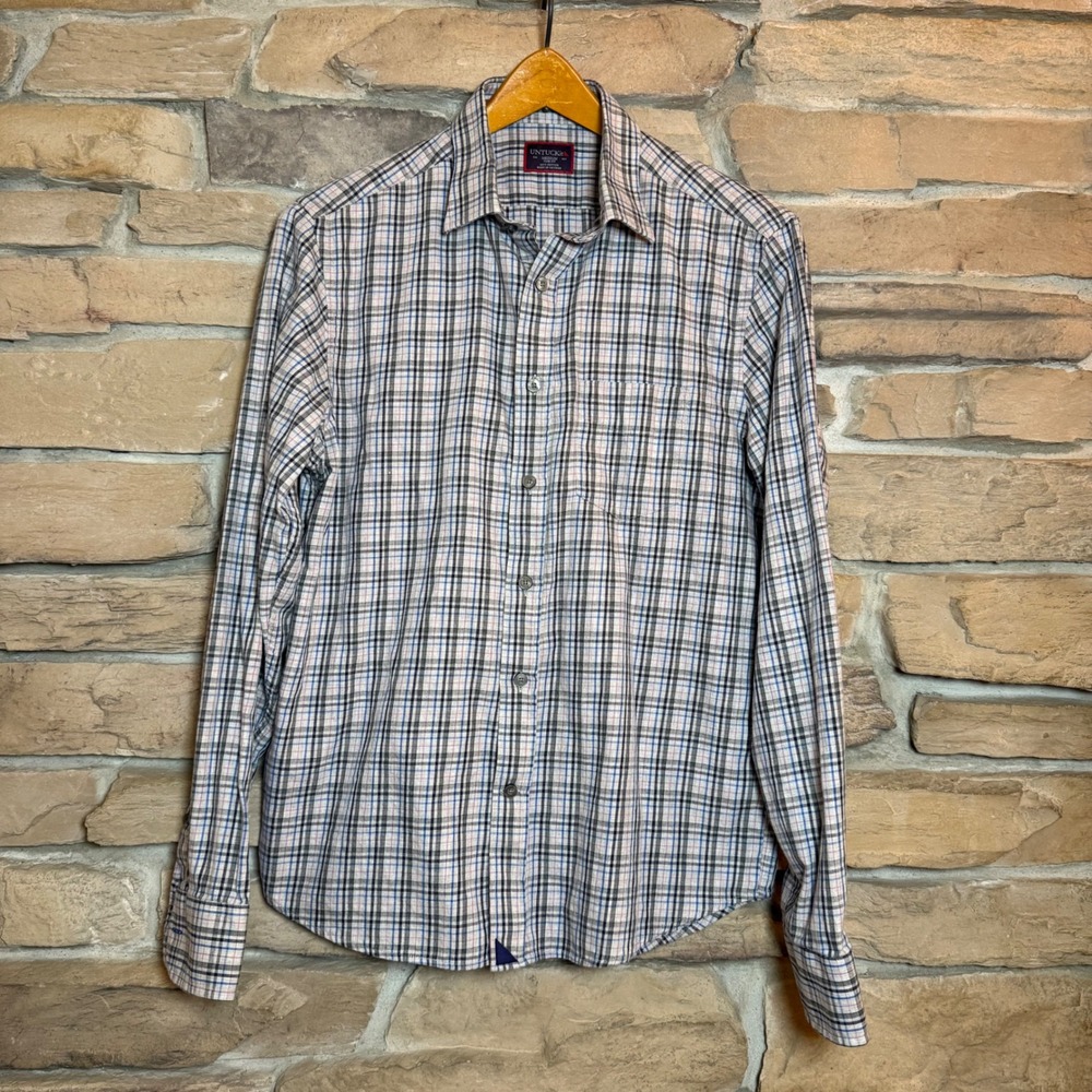 UNTUCKit Mens Medium Slim Fit Plaid Button Down Long Sleeve Shirt Cotton